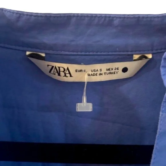 NWOT Zara Short Poplin Dress Blue Size S - Picture 6 of 7